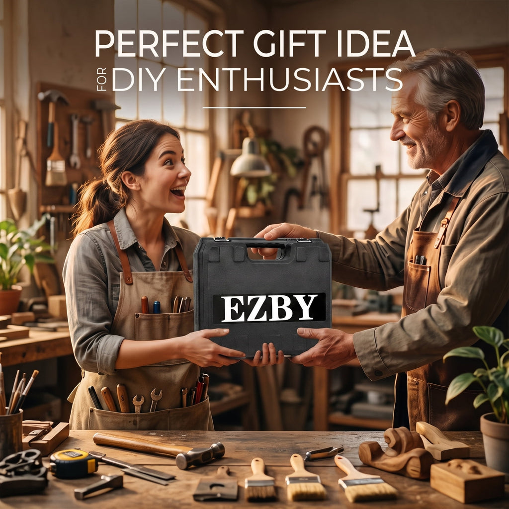 EZBY 21V Cordless Drill Set,Electric Power Drill Driver with 2 Batteries and Screw Kit,3/8" Keyless Chuck,2 Variable Speed, for Home Repair & DIY