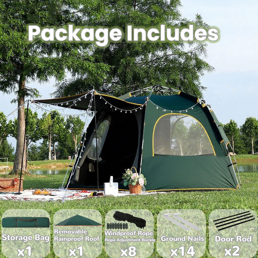 EZBY Tents for Camping,2-3 Person Instant Pop Up Camping Tent with Screen Porch,Removable Rainfly and Carry Bag for Camping Backpacking Hiking-Green
