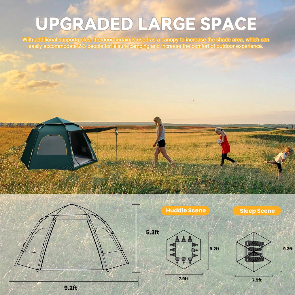 EZBY Tents for Camping,2-3 Person Instant Pop Up Camping Tent with Screen Porch,Removable Rainfly and Carry Bag for Camping Backpacking Hiking-Green
